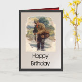 Alles Gute zum Geburtstag - Fliegenfischen im Flus Karte (Gelbe Blume)