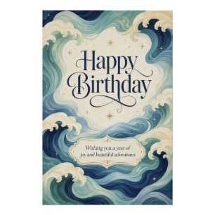 Alles Gute zum Geburtstag Fließende Ozeanwellen Poster