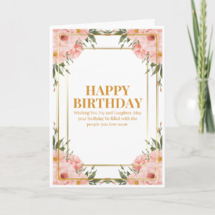 Alles Gute zum Geburtstag Floral Gold Frame Karte