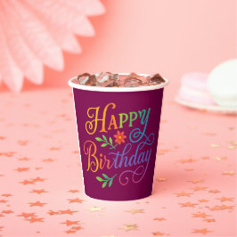 Alles Gute zum Geburtstag Floral Rainbow 8oz Papie Pappbecher