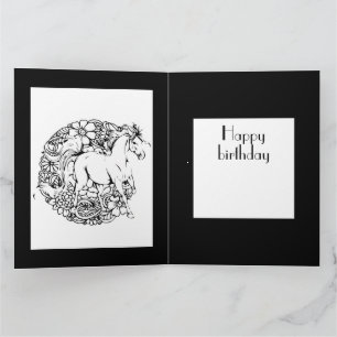 Alles Gute zum Geburtstag Florales Pferd Erwachsen Karte