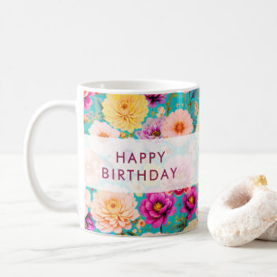 Alles Gute zum Geburtstag Florales Schönes Andenke Kaffeetasse