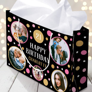 Alles Gute zum Geburtstag Foto Collage jedes Alter Große Geschenktüte