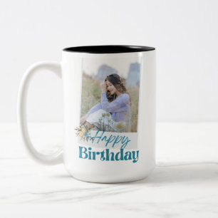 Alles Gute zum Geburtstag Foto-Tasse Personalisi Zweifarbige Tasse