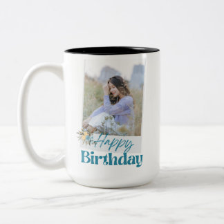 Alles Gute zum Geburtstag Foto-Tasse | Personalisi Zweifarbige Tasse