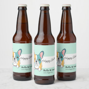 Alles Gute zum Geburtstag Französische Bulldogge Bierflaschenetikett