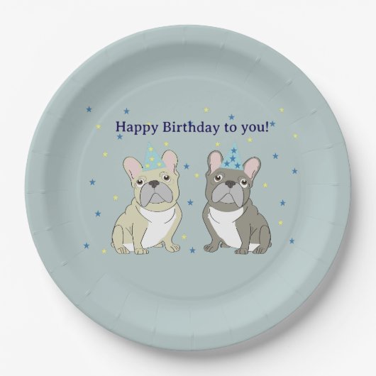 Alles Gute zum Geburtstag Französische Bulldogge Pappteller (Vorderseite)