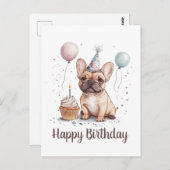 Alles Gute zum Geburtstag Französische Bulldogge Postkarte (Vorne/Hinten)