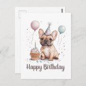 Alles Gute zum Geburtstag Französische Bulldogge Postkarte (Vorne/Hinten)