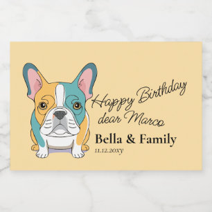Alles Gute zum Geburtstag Französische Bulldogge Schaumweinetikett