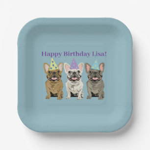 Alles Gute zum Geburtstag! Französische Bulldoggen Pappteller