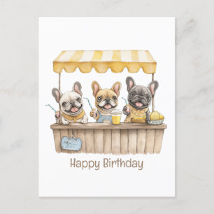 Alles Gute zum Geburtstag Französische Bulldoggen  Postkarte