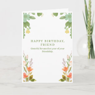 Alles Gute zum Geburtstag Freund Wasserfarbe Blume Karte