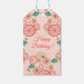 Alles Gute zum Geburtstag - Frühlingspfirsich Blum Geschenkanhänger (Vorderseite)