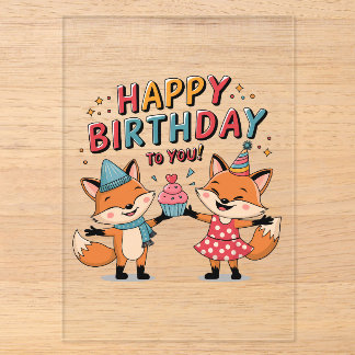 Alles Gute zum Geburtstag Füchse Acryleinladungen