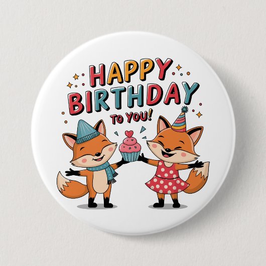 Alles Gute zum Geburtstag Füchse Button (Vorderseite)