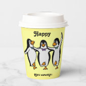 Alles Gute zum Geburtstag! Fun Dancing Pinguine Pappbecher (Rückseite)