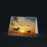 Alles Gute zum Geburtstag für meinen Kindred Spiri Karte<br><div class="desc">Glücklicher Geburtstag zu deinem "Kindred Spirit" mit dieser lustigen Geburtstagskarte eines Laufpferdes und Hundes bei Sonnenuntergang.</div>