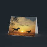Alles Gute zum Geburtstag für meinen Kindred Spiri Karte<br><div class="desc">Glücklicher Geburtstag zu deinem "Kindred Spirit" mit dieser lustigen Geburtstagskarte eines Laufpferdes und Hundes bei Sonnenuntergang.</div>