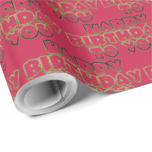 Alles Gute zum Geburtstag für Sie Typografie Gold  Geschenkpapier