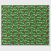 Alles Gute zum Geburtstag Fußball auf Grün Geschenkpapier (Flach)