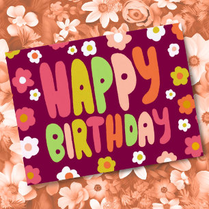ALLES GUTE ZUM GEBURTSTAG Gänseblümchen Bubble Let Postkarte