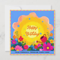 Alles Gute zum Geburtstag Gartenkarte mit strahlen