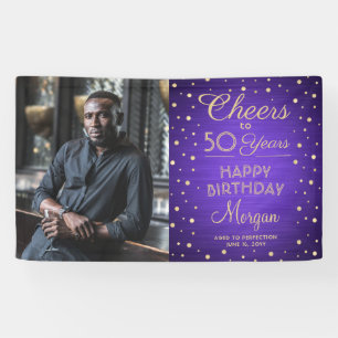 ALLES GUTE zum Geburtstag Gebürstet Lila & Gold 1 Banner
