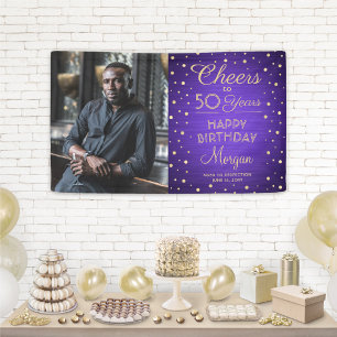 ALLES GUTE zum Geburtstag Gebürstet Lila & Gold 1 Banner