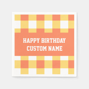 Alles Gute zum Geburtstag, gelber Gingham Serviette