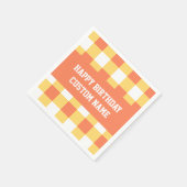 Alles Gute zum Geburtstag, gelber Gingham Serviette (Ecke)