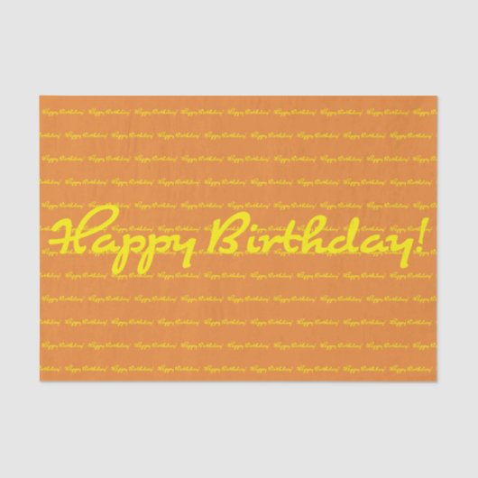 Alles Gute zum Geburtstag! Gelbes Lässiges Skript Seidenpapier (Vorderseite)