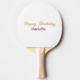Alles Gute zum Geburtstag gelbes Maron Pastell mod Tischtennis Schläger