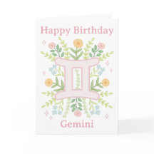 Alles Gute zum Geburtstag Gemini Florale Illustrat