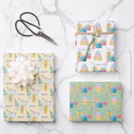Alles Gute zum Geburtstag Geschenkpapier Set (Vorderseite)