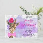 Alles Gute zum Geburtstag Giraffendes Einladung (Stehend Vorderseite)