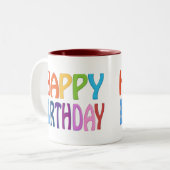 Alles Gute zum Geburtstag - glücklicher bunter Zweifarbige Tasse (Vorderseite Links)