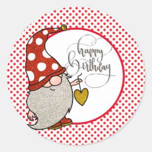 Alles Gute zum Geburtstag Gnom  Runder Aufkleber