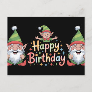 Alles Gute zum Geburtstag Gnom- und Elf-Design Postkarte