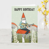 Alles Gute zum Geburtstag - Gnome spielt Karte (Gelbe Blume)