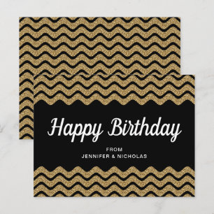 Alles Gute zum Geburtstag Gold Glitter Schwarz Che Postkarte
