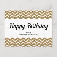 Alles Gute zum Geburtstag Gold Glitter Weiße Chevr