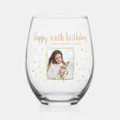 Alles Gute zum Geburtstag Gold Glitzer Foto jedes  Weinglas Ohne Stiel (Vorderseite)