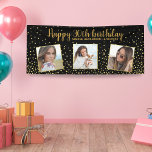Alles Gute zum Geburtstag Gold Glitzer Fotos jedes Banner<br><div class="desc">Feiern Sie einen großen Geburtstag mit diesem Banner mit 3 Fotos des Geburtstagsmädchens,  2 benutzerdefinierten Textüberschriften,  das ganze Set vor einem schwarzen Hintergrund mit Imitaten goldenen Glitzer konfetti Glitzern. Spaß und Festlichkeit perfekt für jedes Geburtstagsfest.</div>