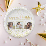 Alles Gute zum Geburtstag Gold Glitzer Fotos jedes Pappteller<br><div class="desc">Feiern Sie einen großen Geburtstag mit diesen lustigen Tellern mit 3 Fotos des Geburtstagsmädchens,  2 benutzerdefinierten Textüberschriften,  das ganze Set vor einem weißen Hintergrund mit Imitaten goldenen Glitzer konfetti Glitzern. Spaß und Feiern - perfekt für jedes Geburtstagsfest.</div>