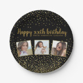 Alles Gute zum Geburtstag Gold Glitzer Fotos jedes Pappteller (Vorderseite)