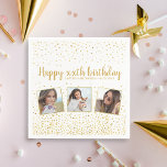 Alles Gute zum Geburtstag Gold Glitzer Fotos jedes Serviette<br><div class="desc">Feiern Sie einen großen Geburtstag mit diesen lustigen Papierservietten mit 3 Fotos Geburtstagsmädchen/Junge,  2 benutzerdefinierten Textleitungen,  das ganze Set vor einem weißen Hintergrund mit Imitaten goldenen Glitzer konfetti Glitzern. Spaß und Festlichkeit perfekt für jedes Geburtstagsfest.</div>
