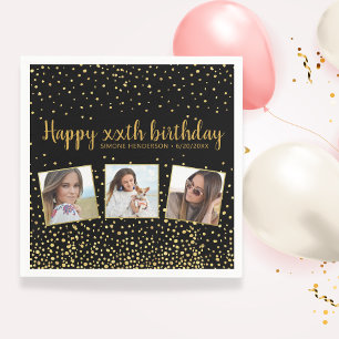 Alles Gute zum Geburtstag Gold Glitzer Fotos jedes Serviette