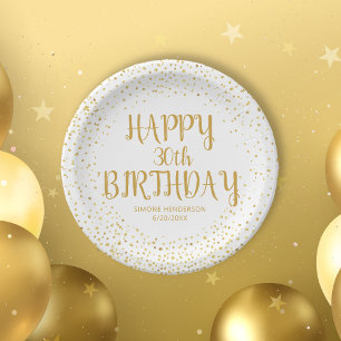 Alles Gute zum Geburtstag Gold Glitzer Script jede Pappteller