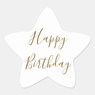 Alles Gute zum Geburtstag Gold Schriftfarbe Weiß Stern-Aufkleber